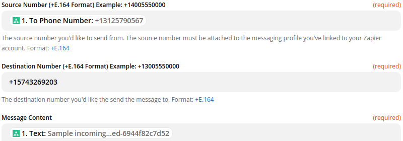 Forward SMS to another number using the Telnyx app in Zapier